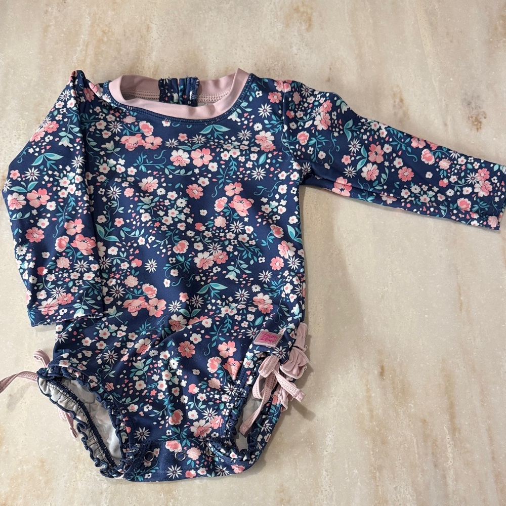 Floral Long Sleeve Baby Swimsuit